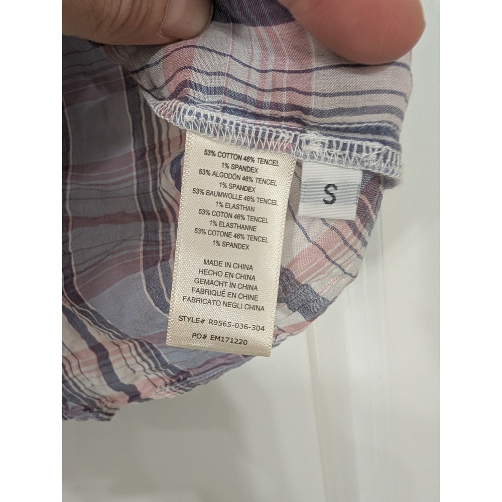 Cloth & Stone Anthropologie Plaid Tie Front Shirt Women's small western beachy - Picture 6 of 7